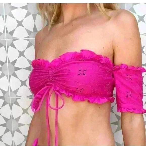 Nasty Gal your point of Off-the-Shoulder Bikini top sz 8 - Picture 1 of 5
